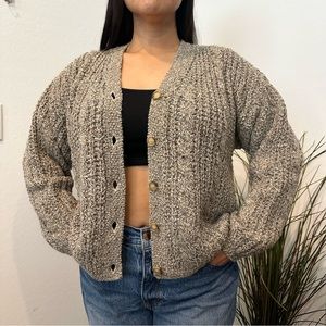 Vintage L.L. Bean Cardigan Sweater Tan Wool